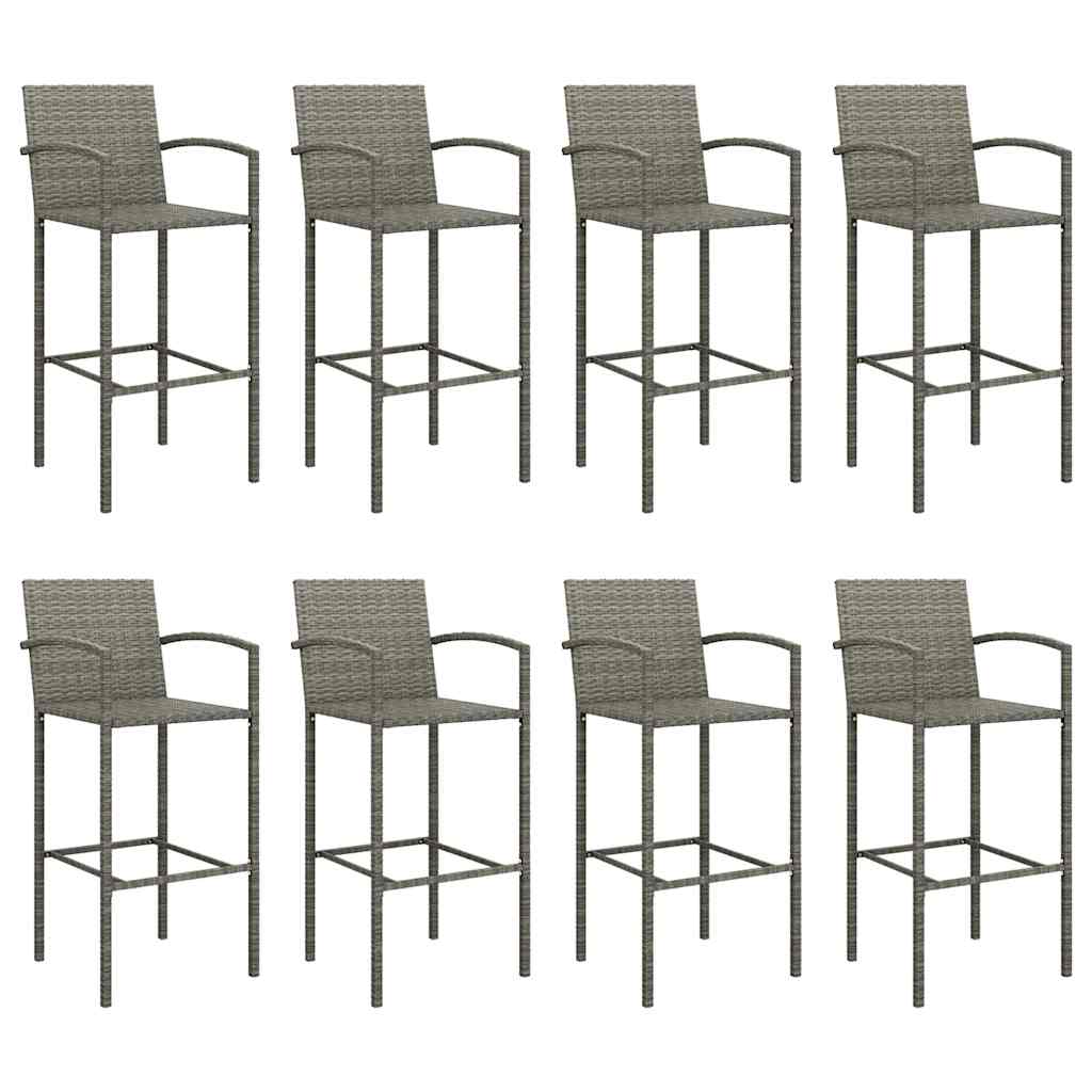 vidaXL 9 Piece Garden Bar Set Grey Poly Rattan