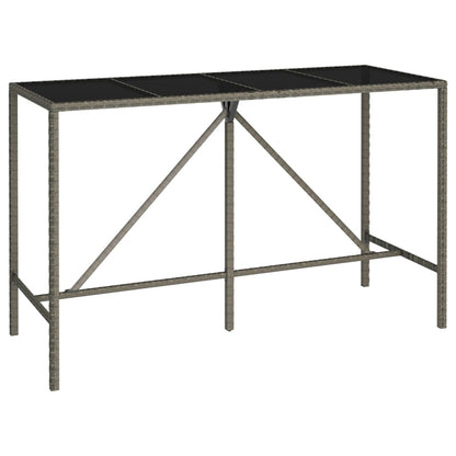 vidaXL Garden Bar Set | Grey | PE rattan, powder-coated steel, tempered glass