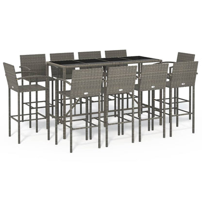 vidaXL Garden Bar Set | Grey | PE Rattan | Large | Footrest | Garden Bar Set