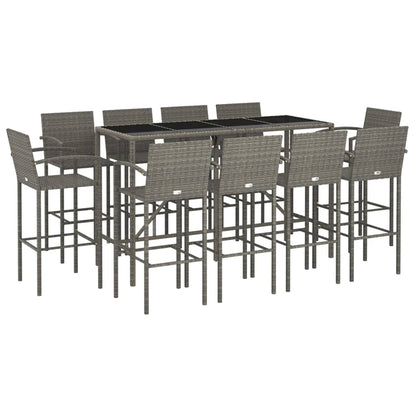 vidaXL Garden Bar Set | Grey | PE Rattan | Large | Footrest | Garden Bar Set