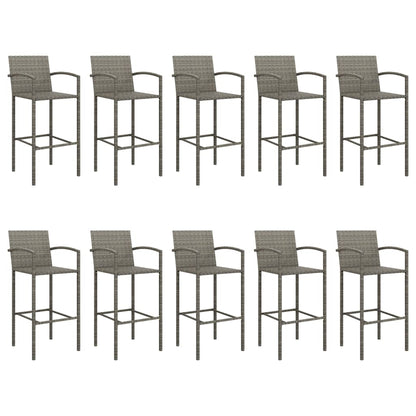vidaXL Garden Bar Set | Grey | PE Rattan | Large | Footrest | Garden Bar Set