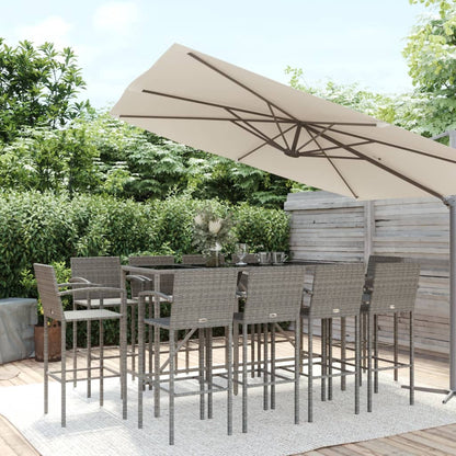 vidaXL Garden Bar Set | Grey | PE Rattan | Large | Footrest | Garden Bar Set
