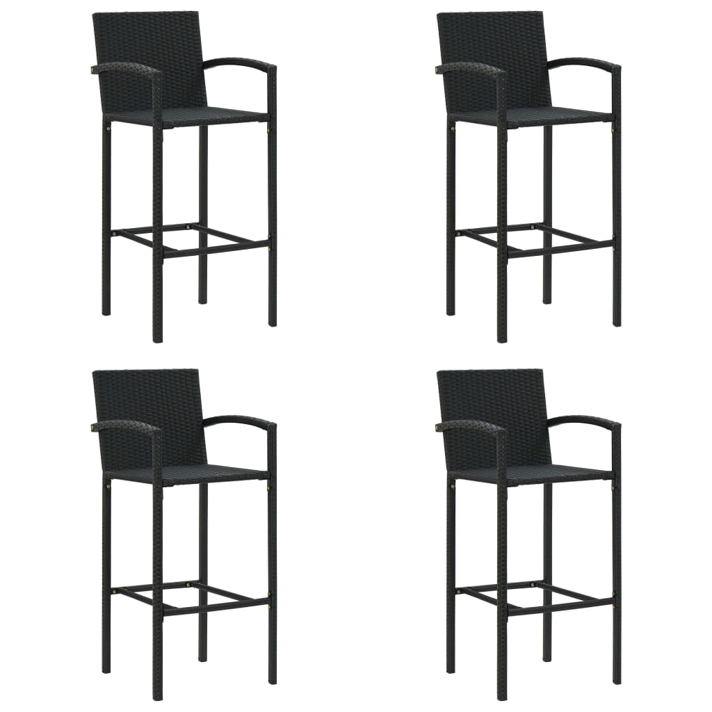 vidaXL Garden Bar Set | Black | PE rattan, powder-coated steel, tempered glass