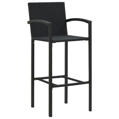 vidaXL Garden Bar Set | Black | PE rattan, powder-coated steel, tempered glass