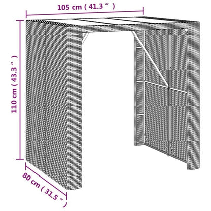 vidaXL Garden Bar Set | Black | PE rattan, powder-coated steel, tempered glass