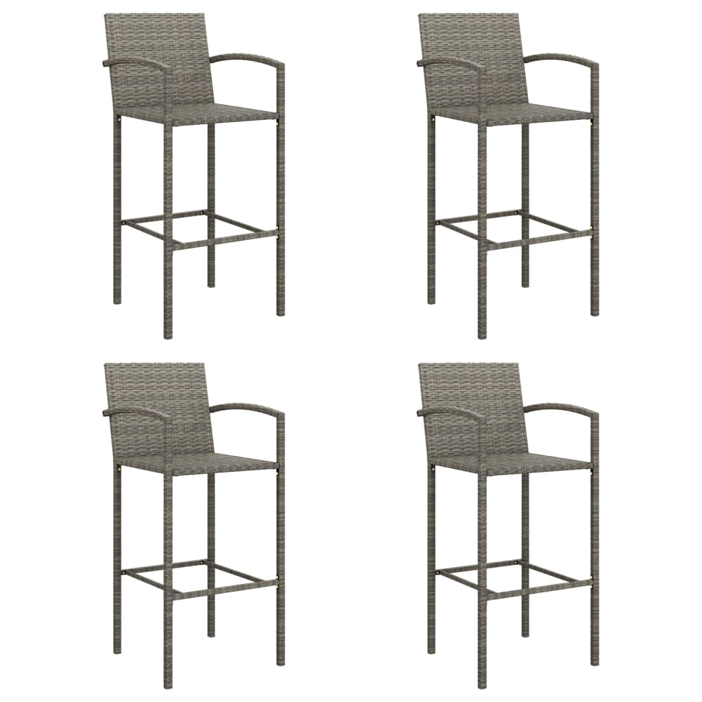 vidaXL Garden Bar Set | Grey | PE Rattan, Powder-Coated Steel, Tempered Glass