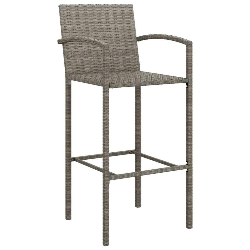 vidaXL Garden Bar Set | Grey | PE Rattan, Powder-Coated Steel, Tempered Glass