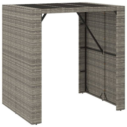 vidaXL Garden Bar Set | Grey | PE Rattan, Powder-Coated Steel, Tempered Glass