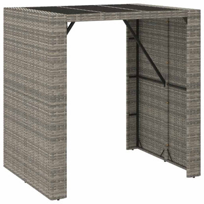 vidaXL Garden Bar Set | Grey | PE Rattan, Powder-Coated Steel, Tempered Glass