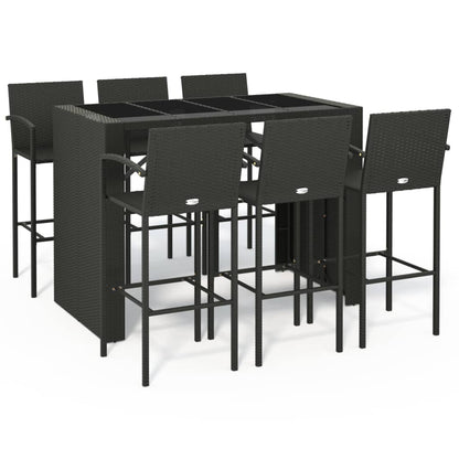 vidaXL Garden Bar Set | Black | PE rattan | One Size | Ergonomic | Bar Table Set