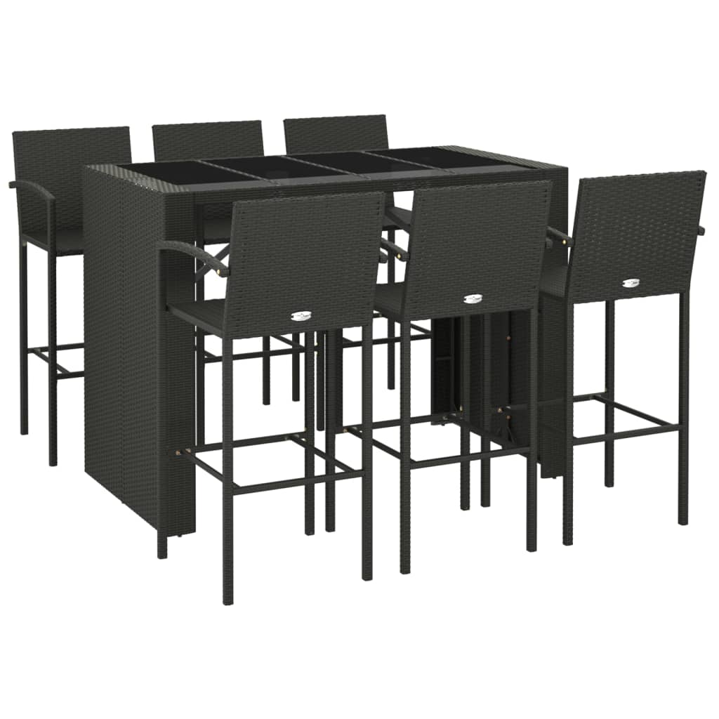 vidaXL Garden Bar Set | Black | PE rattan | One Size | Ergonomic | Bar Table Set