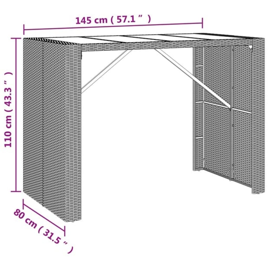 vidaXL Garden Bar Set | Black | PE rattan | One Size | Ergonomic | Bar Table Set