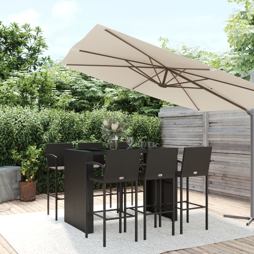vidaXL Garden Bar Set | Black | PE rattan | One Size | Ergonomic | Bar Table Set