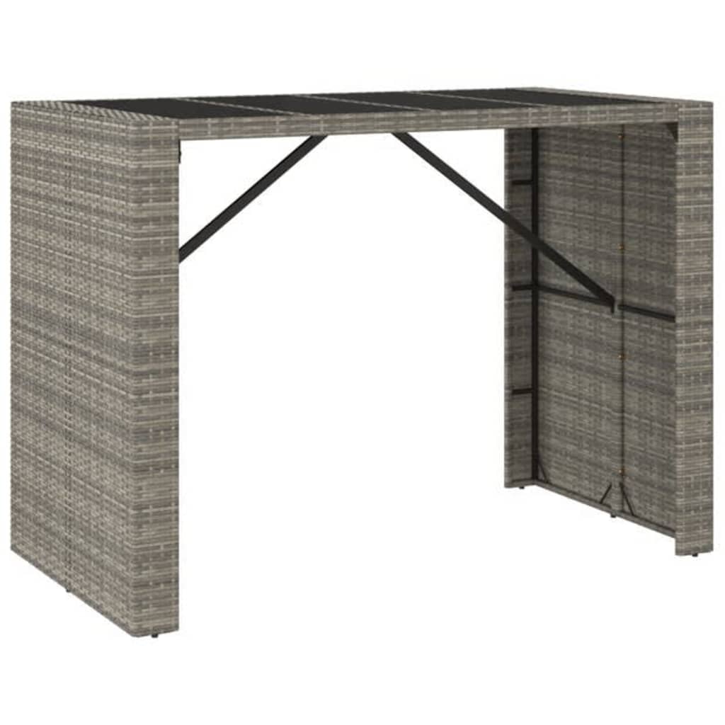vidaXL Garden Bar Set | Grey | PE rattan, powder-coated steel, tempered glass