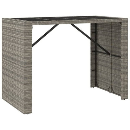vidaXL Garden Bar Set | Grey | PE rattan, powder-coated steel, tempered glass