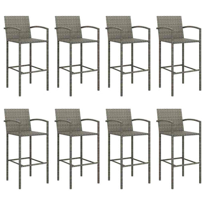 vidaXL 9 Piece Garden Bar Set Grey Poly Rattan
