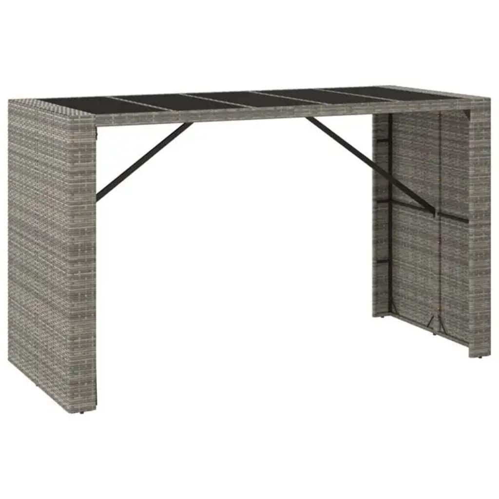vidaXL 9 Piece Garden Bar Set Grey Poly Rattan