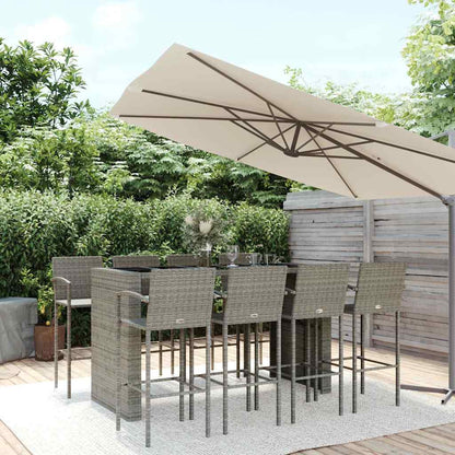vidaXL 9 Piece Garden Bar Set Grey Poly Rattan