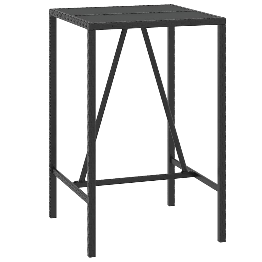 vidaXL 5 Piece Garden Bar Set Black Poly Rattan& Solid Wood Acacia