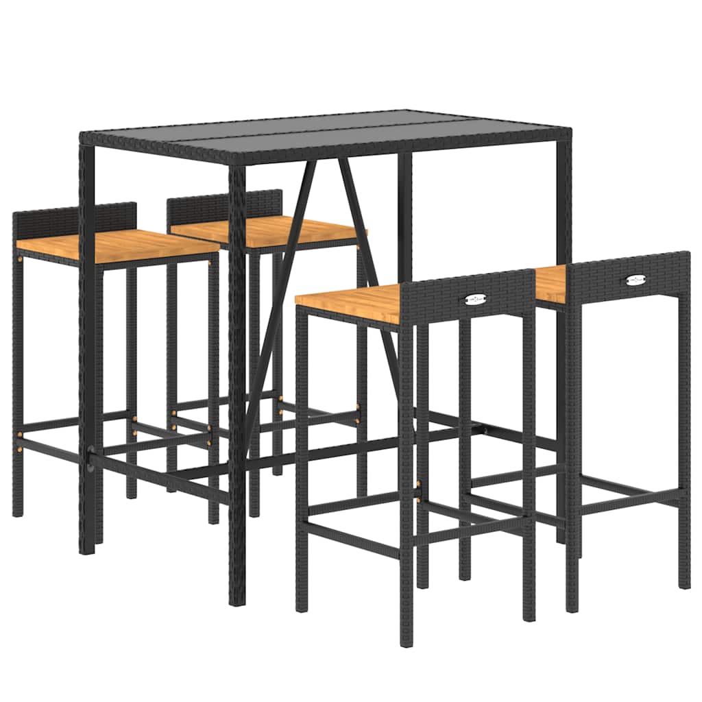 vidaXL Garden Bar Set | Black | PE rattan | Footrest | Garden Bar Set