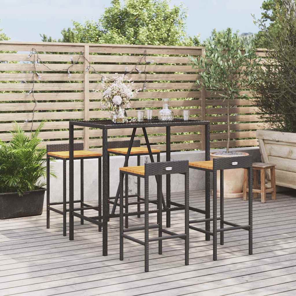 vidaXL Garden Bar Set | Black | PE rattan | Footrest | Garden Bar Set