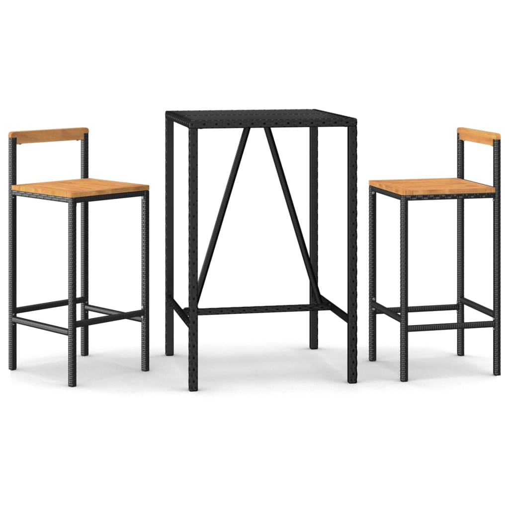 vidaXL Garden Bar Set | Black | Poly Rattan | Medium | Tough | Garden Bar Set