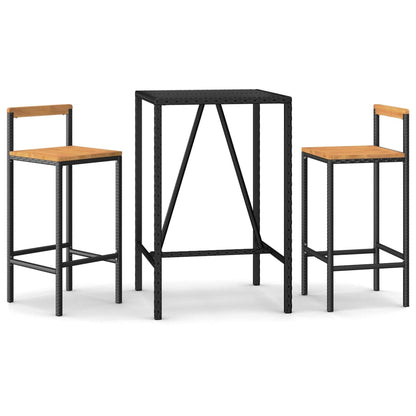 vidaXL Garden Bar Set | Black | Poly Rattan | Medium | Tough | Garden Bar Set