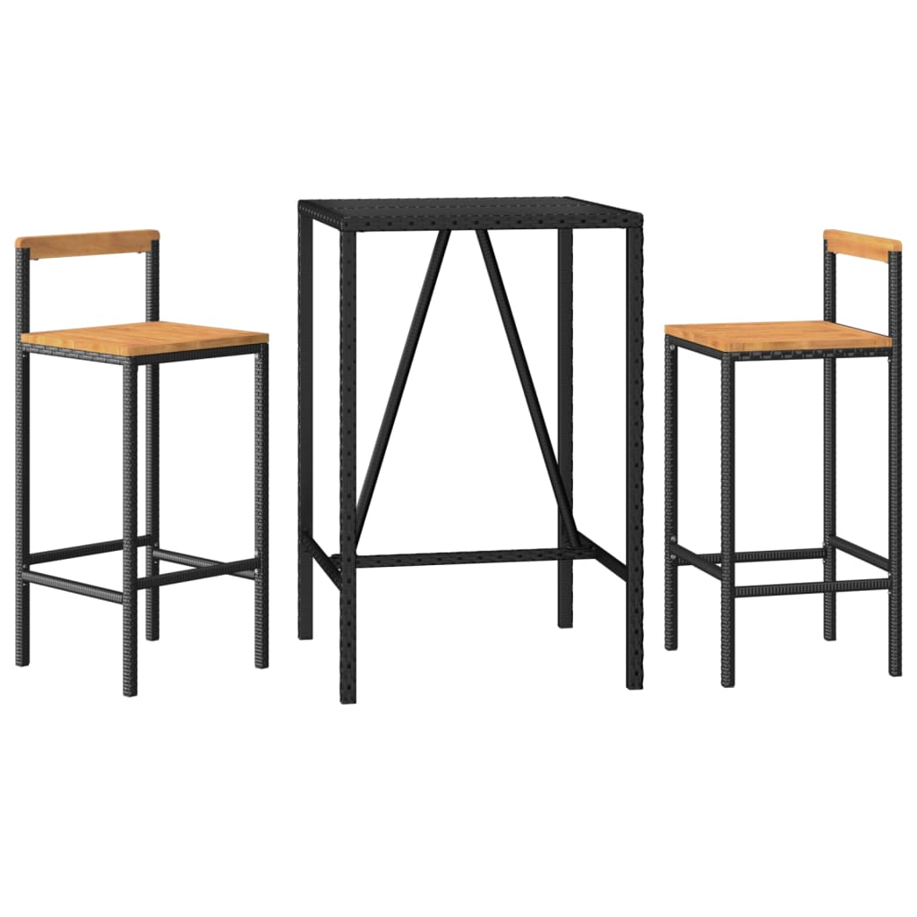 vidaXL Garden Bar Set | Black | Poly Rattan | Medium | Tough | Garden Bar Set