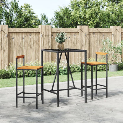 vidaXL Garden Bar Set | Black | Poly Rattan | Medium | Tough | Garden Bar Set