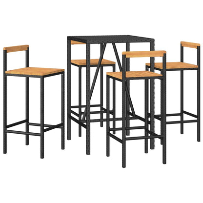 vidaXL Garden Bar Set | Black | PE rattan | Medium | Footrest | Garden Bar Set