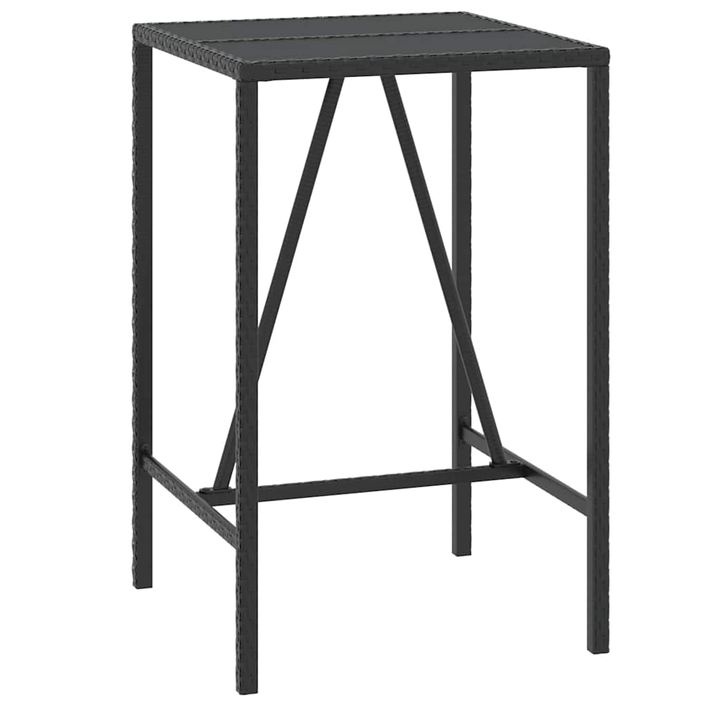 vidaXL 5 Piece Garden Bar Set Black Poly Rattan& Solid Wood Acacia