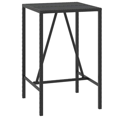 vidaXL 5 Piece Garden Bar Set Black Poly Rattan& Solid Wood Acacia
