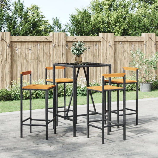 vidaXL Garden Bar Set | Black | PE rattan | Medium | Footrest | Garden Bar Set