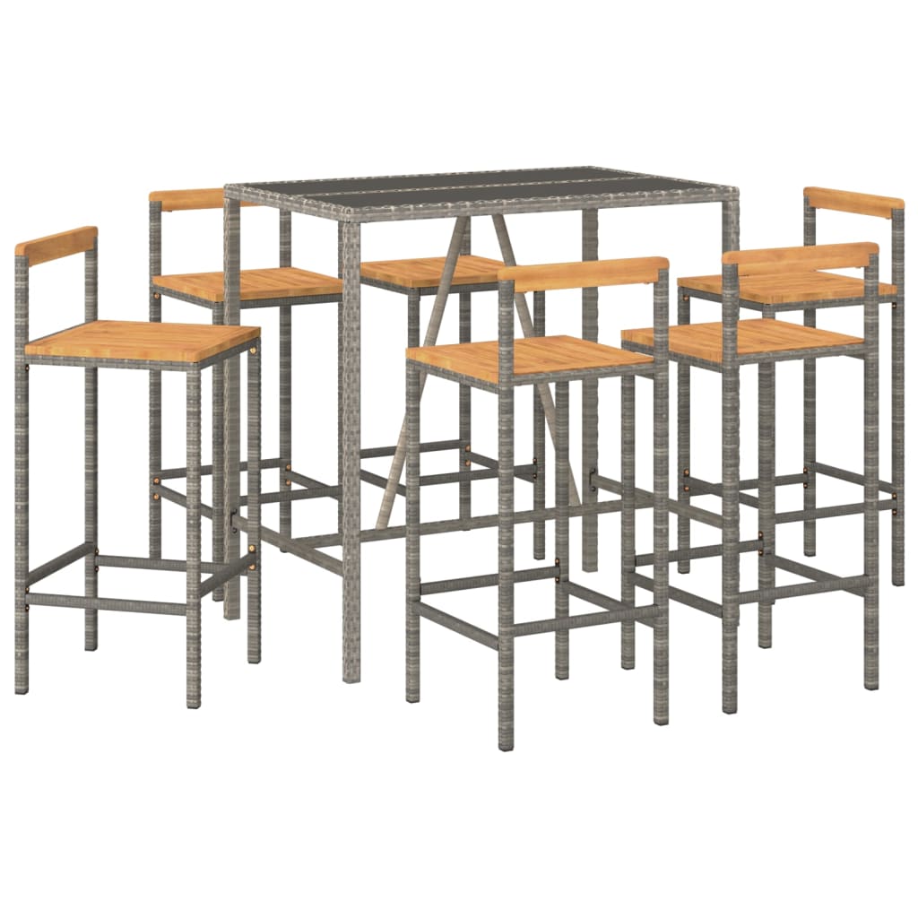 vidaXL Garden Bar Set | Grey | PE rattan | Large |  Footrest  | Garden Bar Set