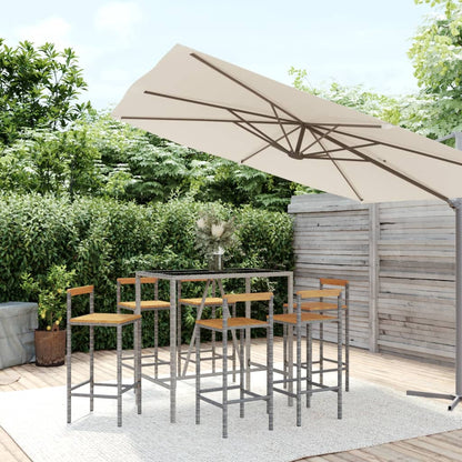 vidaXL Garden Bar Set | Grey | PE rattan | Large |  Footrest  | Garden Bar Set