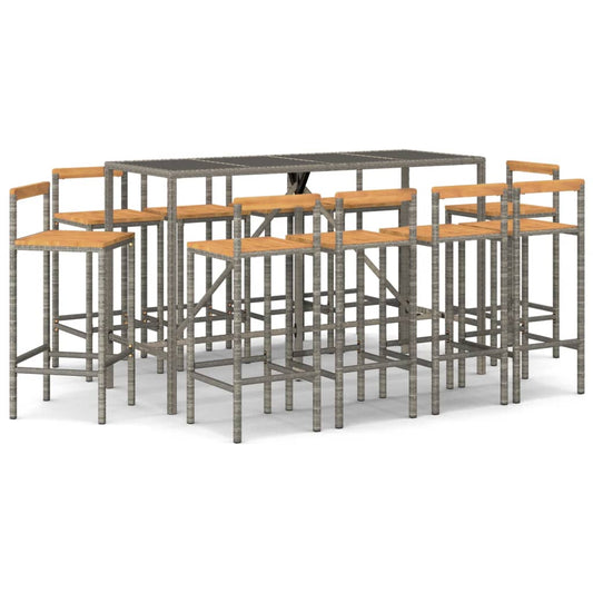 vidaXL Garden Bar Set | Grey | PE rattan | Large | Garden Bar Set | Rectangular