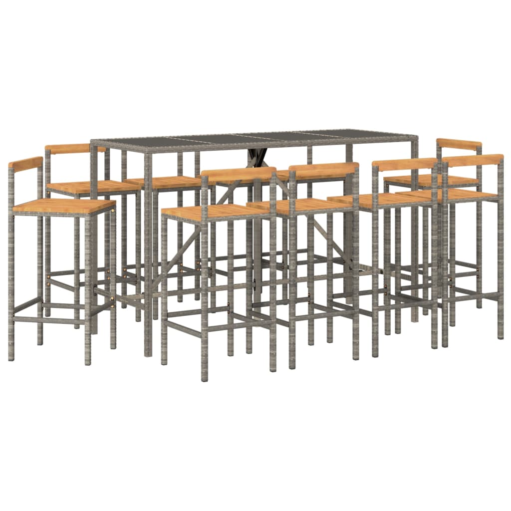 vidaXL Garden Bar Set | Grey | PE rattan | Large | Garden Bar Set | Rectangular