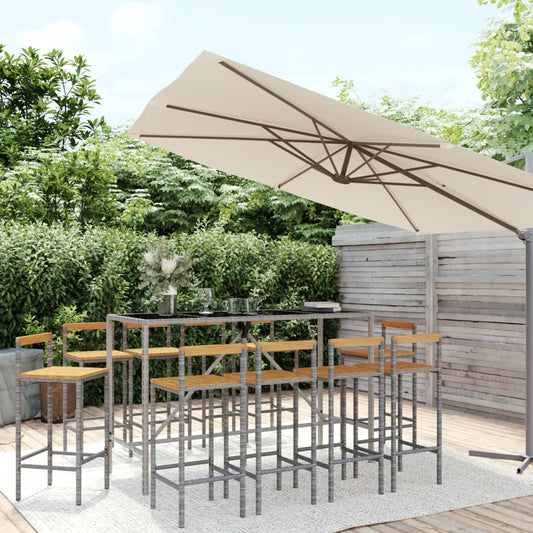 vidaXL Garden Bar Set | Grey | PE rattan | Large | Garden Bar Set | Rectangular