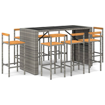 vidaXL Garden Bar Set | Grey | PE rattan | Medium |  Footrest  | Bar Table Set