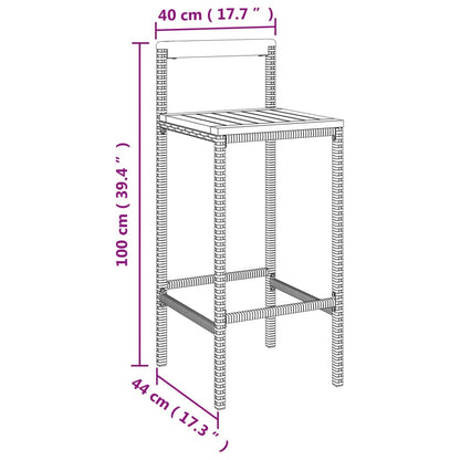 vidaXL Garden Bar Set | Grey | PE rattan | Medium |  Footrest  | Bar Table Set