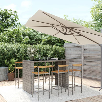vidaXL Garden Bar Set | Grey | PE rattan | Medium |  Footrest  | Bar Table Set