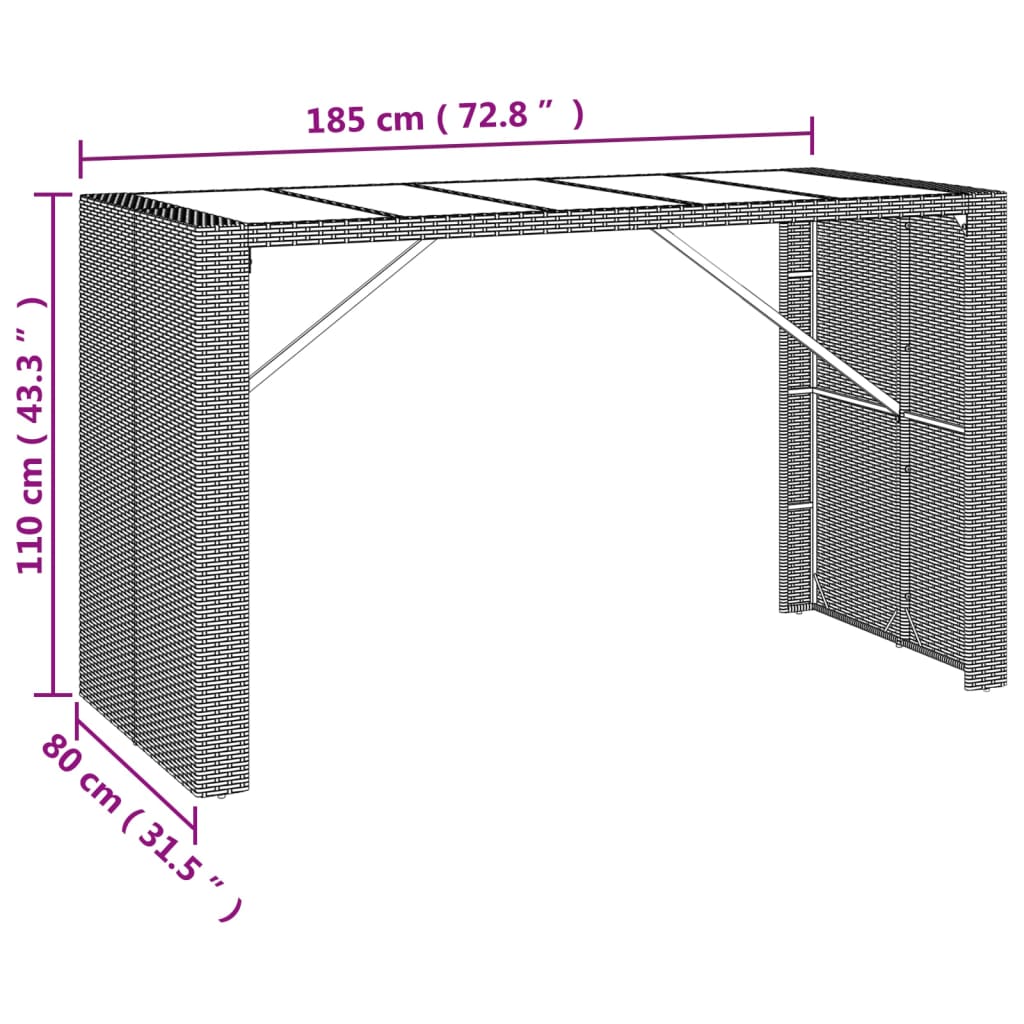 vidaXL Garden Bar Set | Grey