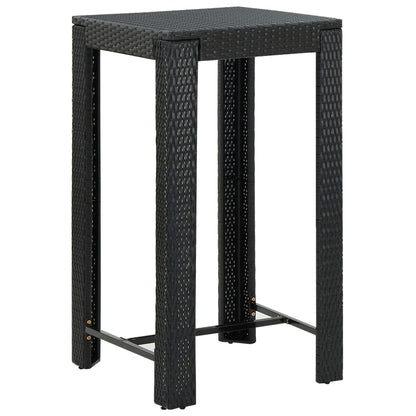 vidaXL 3 Piece Garden Bar Set Black Poly Rattan&Solid Wood Acacia