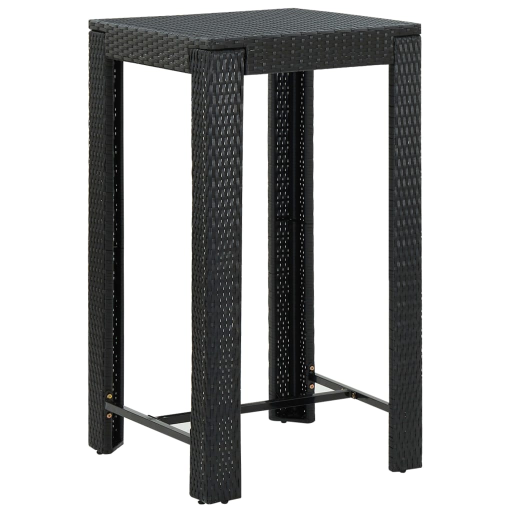 vidaXL 3 Piece Garden Bar Set Black Poly Rattan&Solid Wood Acacia