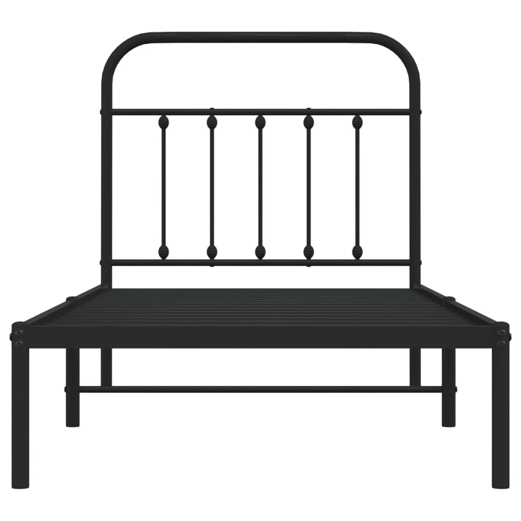 vidaXL Metal Bed Frame without Mattress with Headboard Black 90x190cm