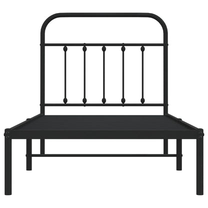 vidaXL Metal Bed Frame without Mattress with Headboard Black 90x190cm