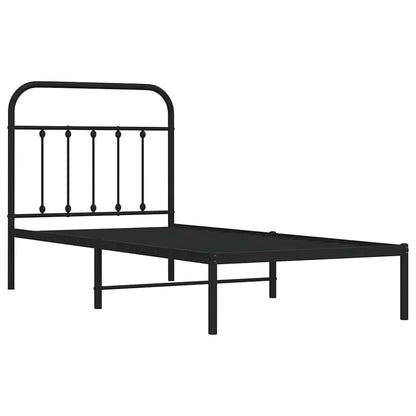 vidaXL Metal Bed Frame without Mattress with Headboard Black 90x200cm