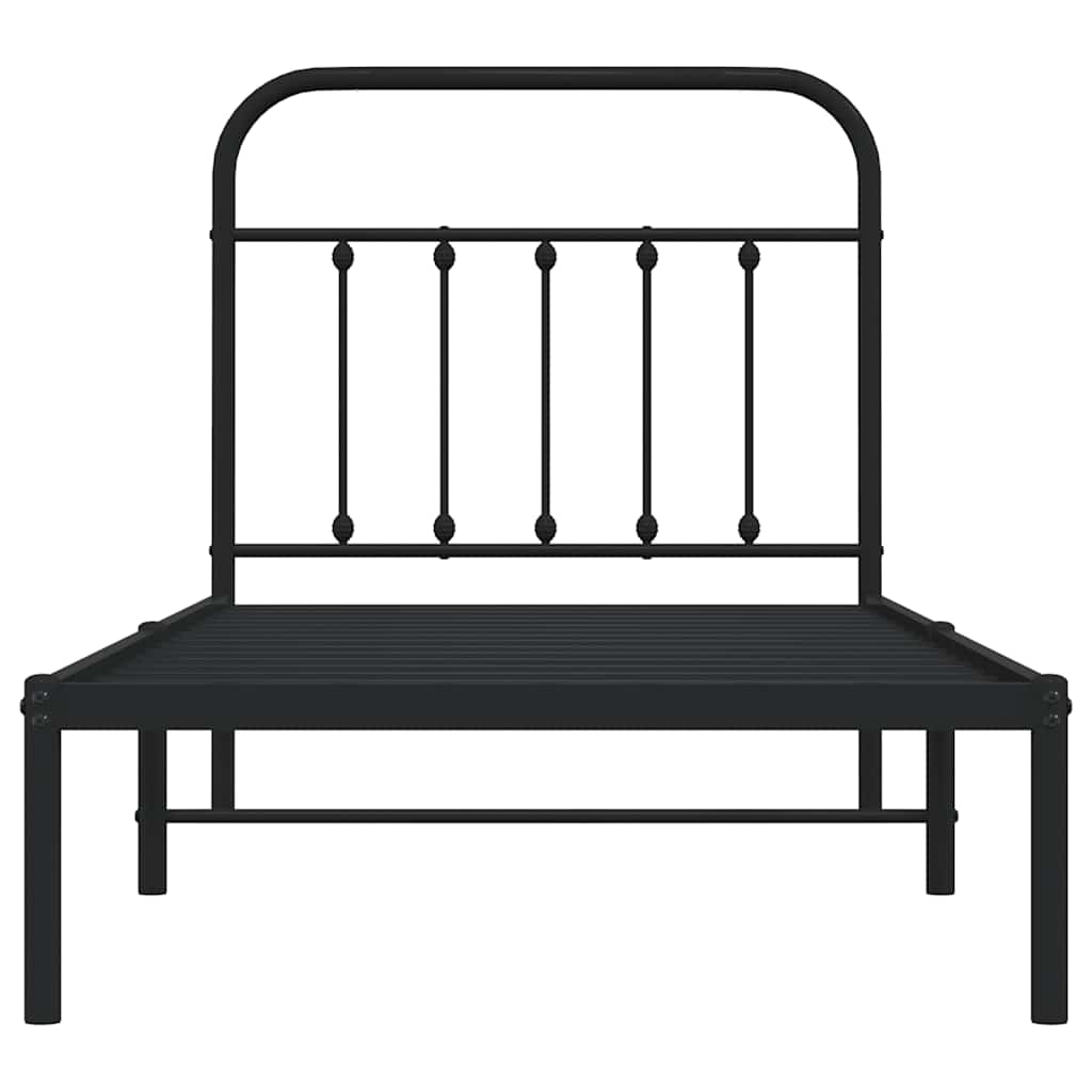 vidaXL Metal Bed Frame without Mattress with Headboard Black 90x200cm