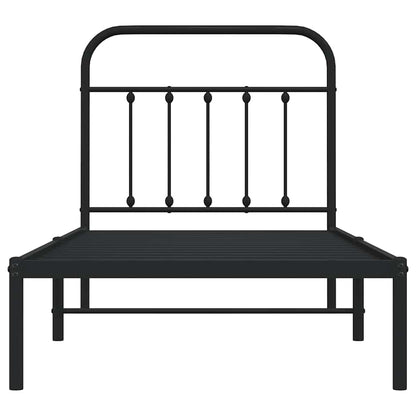 vidaXL Metal Bed Frame without Mattress with Headboard Black 90x200cm