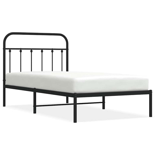 vidaXL Bed Frame | Black | Powder-Coated Steel | Single | Bed Frame